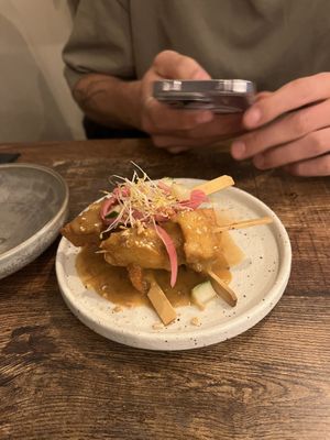 Tofu satay skewers   at Monsoon in Launceston