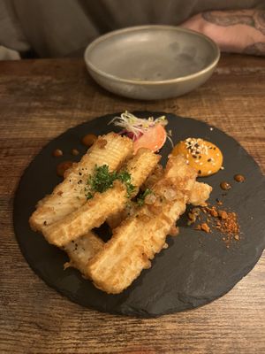 Vegan calamari   at Monsoon in Launceston