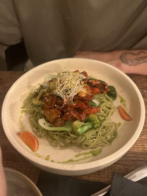 BBQ duck noodle  at Monsoon in Launceston