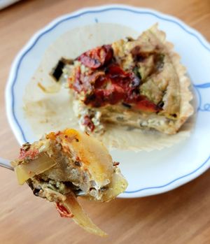 Herb pesto & cream vegetable quiche - close-up at Wholesome 홀썸 in Seoul