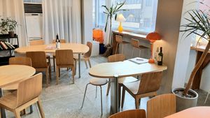 interior of location - seating at Wholesome 홀썸 in Seoul