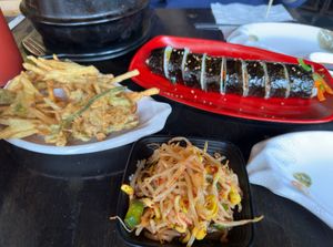 She brought out vegetable tempura and kimbap as new years gift for us early this year  at Gangnam Style Korean Kitchen in Syracuse