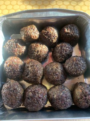 Tray of famous homemade No Meat-Balls at Grandinetti's Powered By Earth Italian Spot in Hollywood