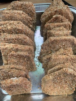 Tray of Eggplant- Local eggplant, homemade breadcrumbs at Grandinetti's Powered By Earth Italian Spot in Hollywood