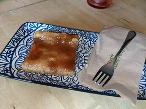 Vegan rhubarb and ginger slice at The Magic Sunflower in Dronfield