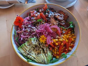 Tofu Budda bowl at The Magic Sunflower in Dronfield