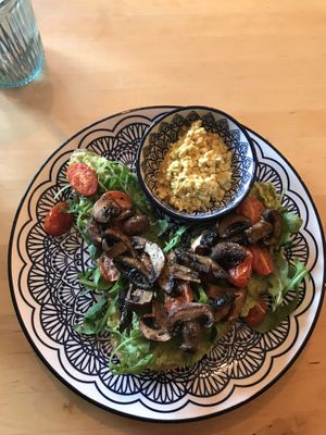 Loaded avocado with the scramble on the side  at The Magic Sunflower in Dronfield