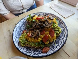 Loaded avocado toast at The Magic Sunflower in Dronfield