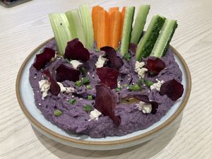 Hummus with purple potatoes   at Green Common in Shanghai