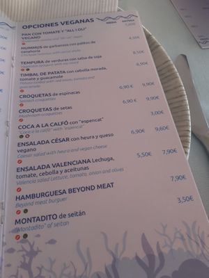 The vegan menu. There are also some items on the normal menu ie vegan paella.  at La Sota in Oliva
