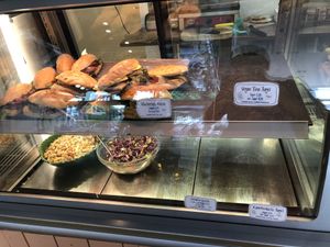 Counter with vegan options  at Café Rotkehlchen - Merowingerstraße in Cologne