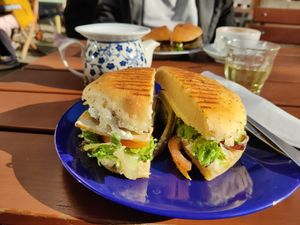 Smoked Tofu & "Cheese" Panini at Café Rotkehlchen - Merowingerstraße in Cologne