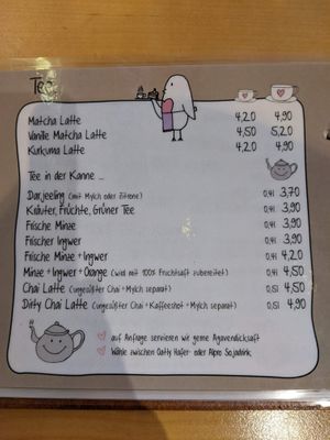 Menu - tea. at Café Rotkehlchen - Merowingerstraße in Cologne