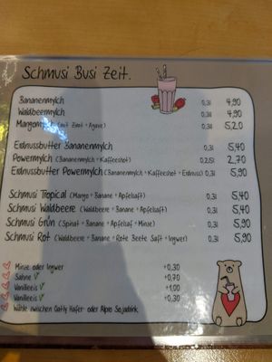 Menu - smoothies. at Café Rotkehlchen - Merowingerstraße in Cologne