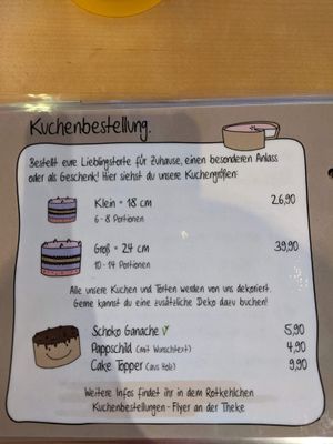 Menu - cakes. at Café Rotkehlchen - Merowingerstraße in Cologne
