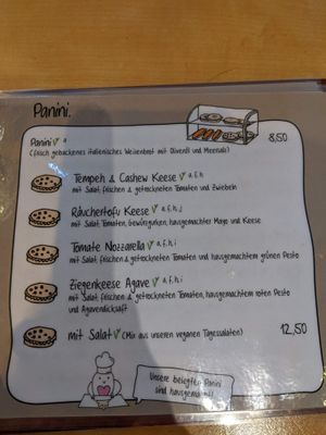 Menu - paninis. at Café Rotkehlchen - Merowingerstraße in Cologne