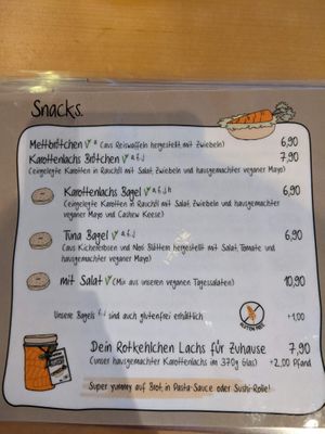 Menu - snacks. at Café Rotkehlchen - Merowingerstraße in Cologne