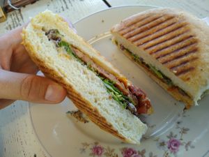 Tempeh sandwich at Café Rotkehlchen - Merowingerstraße in Cologne