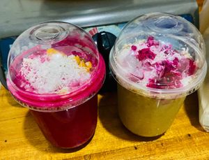 Veganized smoothies for takeaway.  at Nora's Cafe in Phu Quoc