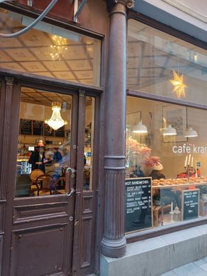 Front of store at Cafe Krans in Stockholm