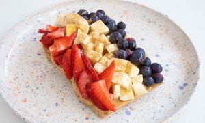 For this dish we first toast three slices of bread. The bread is Grain Free, Low Carb, Gluten Free, Paleo and Ketogenic bread.  at Paradeco Coffee Roasters in St Petersburg