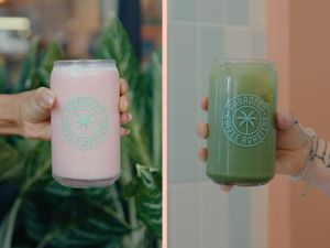 All of our smoothies are made with organic coconut milk. They are GF and can be made Vegan as well.  at Paradeco Coffee Roasters in St Petersburg