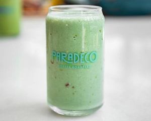 Paradise Smoothie (Gluten Free, dairy Free and Vegan) Healthy gluten free and vegan pineapple and banana smoothie to start the day with organic ingredients. 
 at Paradeco Coffee Roasters in St Petersburg