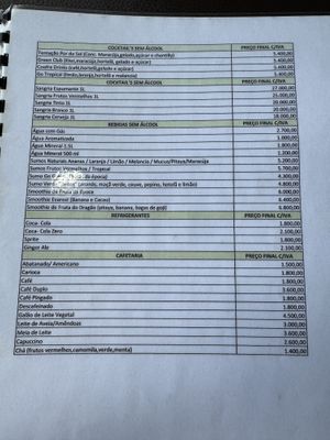 Vegan menu  at Go Green The Restaurant in Luanda