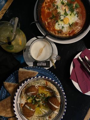 Hummus and shakshuka   at KAFKA Hummus Café  in Prague