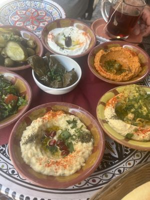Sampler plate for two  at KAFKA Hummus Café  in Prague