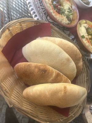Warm pita bread  at KAFKA Hummus Café  in Prague