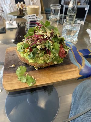 Bruschetta with scrambled tofu  at Biofilia - Botánica Coffee House in La Paz