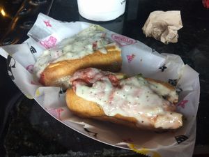 Vegan Chicken Parm with peppers and onions at Spinelli's Pizza in Louisville