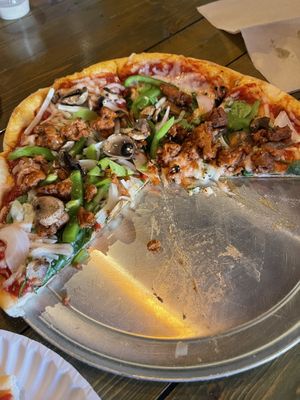 We couldn’t wait to eat before taking a pic   at Spinelli's Pizza in Louisville