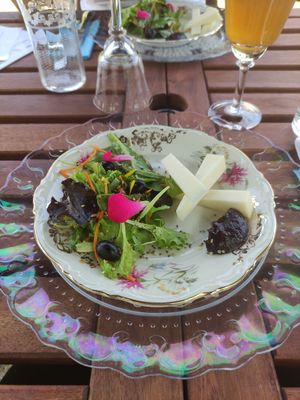 Antipasto di misticanza, formaggi, composta at Il fico e l'ortica in Monte San Pietro