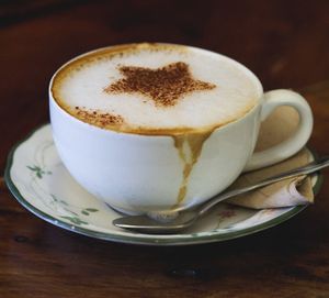 Cappuccino made with  oat milk at The Chocolate Tree in Edinburgh