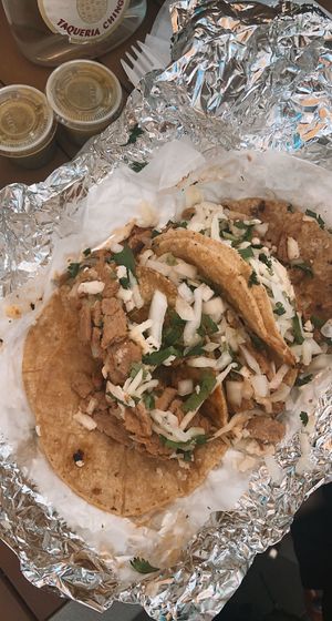 vegetarian chicken tacos at Quesadilla La Reina Del Sur in Chicago