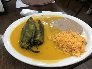 Potato soyrizo Chile relleno  at Quesadilla La Reina Del Sur in Chicago