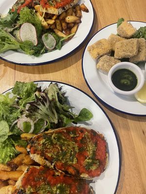 Eggplant Parmy (vegan option) & Salt and Pepper Tofu  at Moonah Hotel and Cellars in Moonah