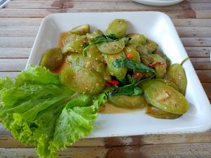 Fried eggplant at Rabbit Bungalow in Koh Phayam
