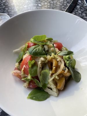 Panzanella of tomatoes, confit fennel & charred peppers  at Patsy's in Melbourne
