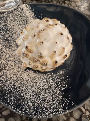 Vegan bombe alaska. Easily the nicest vegan dessert they’ve had  at Patsy's in Melbourne