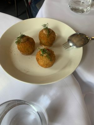 Potato croquette with vegan black garlic mayo at Patsy's in Melbourne
