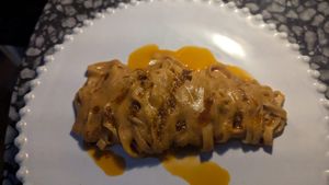 Tagliolini; hand cut pasta w/almond salsa calabrese $20.00: very good, sauce a little spicy at Patsy's in Melbourne