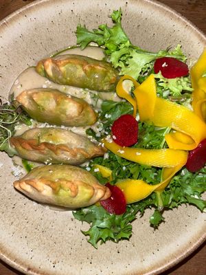 Vegan perogis  at Canis Music & Wine in Gdansk