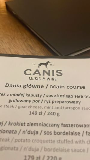 Menu  at Canis Music & Wine in Gdansk