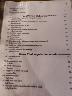 Menu at Ratana's Kitchen in Chiang Mai