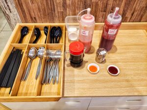 Chilli and sweet sauce for Yong Tau Foo at Veggie House 一芳 - Tai Seng in Central Singapore