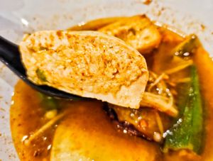 Texture of the steam tofu Yong Tau Foo at Veggie House 一芳 - Tai Seng in Central Singapore
