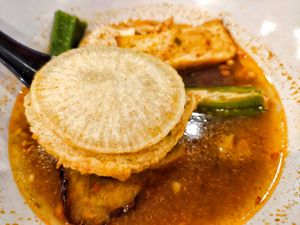 Texture of the radish Yong Tau Foo at Veggie House 一芳 - Tai Seng in Central Singapore